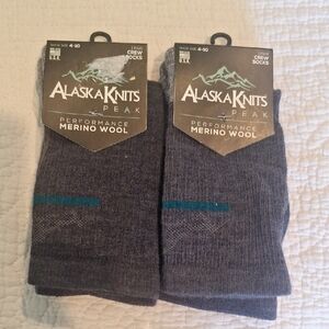 ALASK-A KNITS GRAY  Merino WOOL SOCKS  Crew Socks